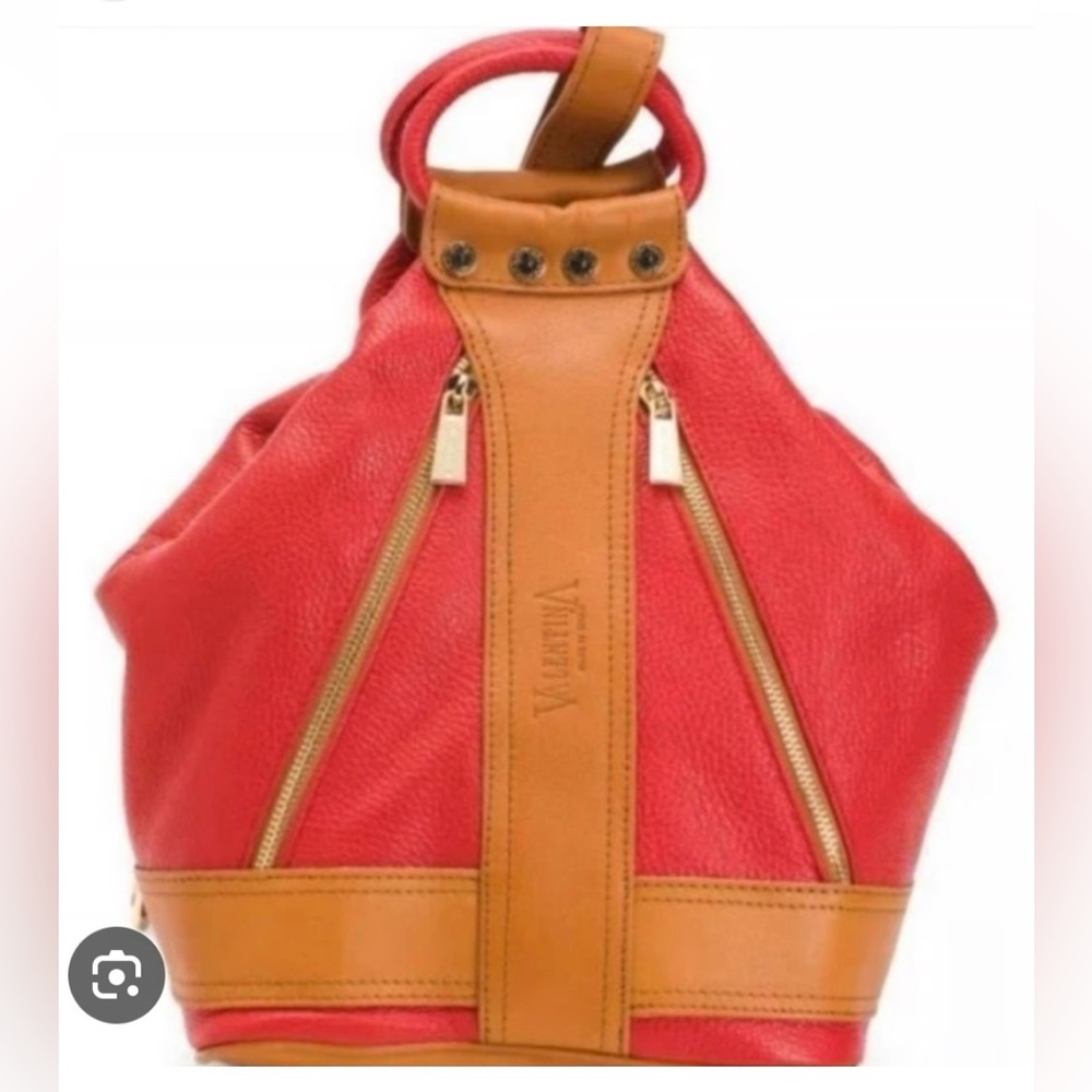VALENTINA GENIUNE LEATHER IN Red/Tan Made in Italy